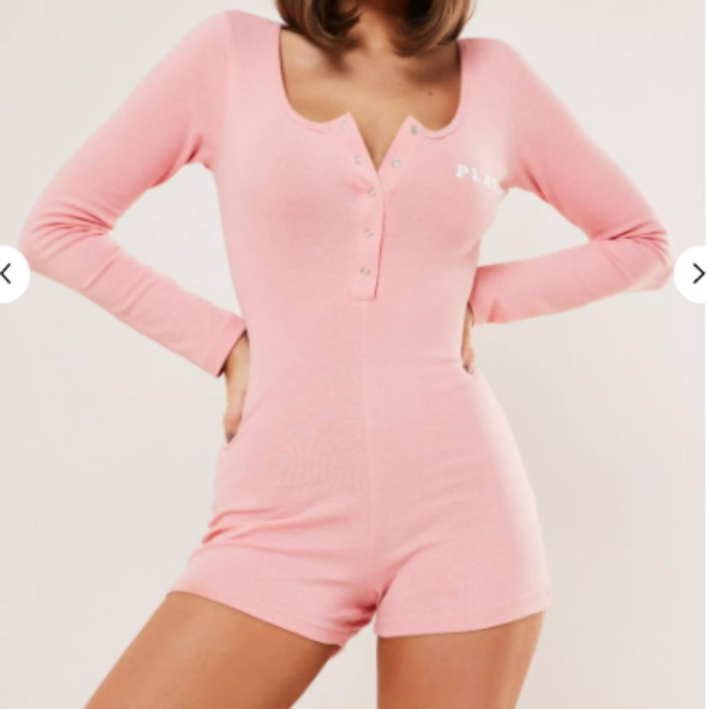 playboy x missguided pink scoop neck unitard
